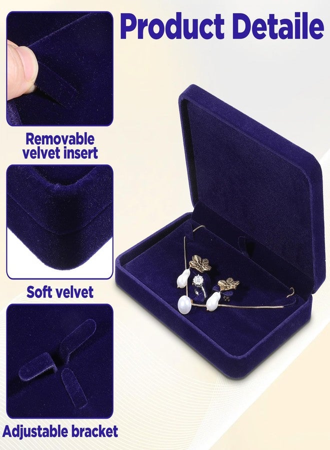 PercyEffie 6Pcs jewelry gift boxes Velvet jewelry set boxes bulk for women Bule Necklace gift box Ring Earrings Pendant large gifts box Flannel Jewely case for Traveling Wedding Engagement Birthday - Image 5